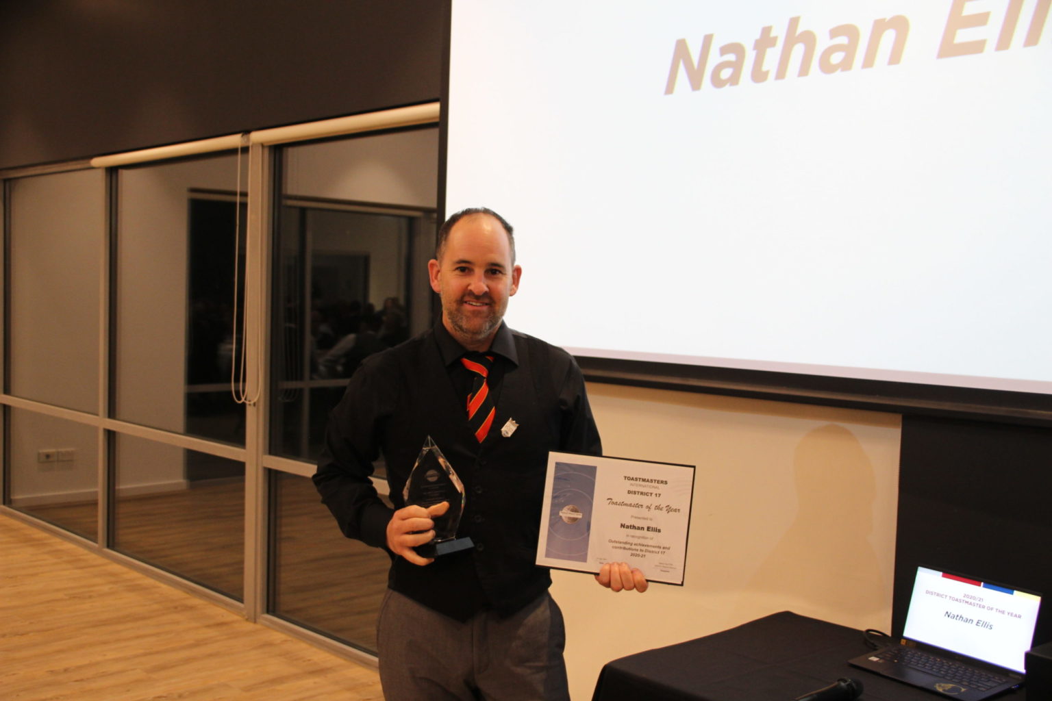 Toastmaster of the Year 2020-2021 Nathan Ellis from Kalgoorlie Toastmasters